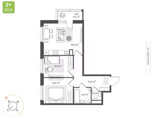 2-к квартира, вторичка, 60м2, 4/10 этаж