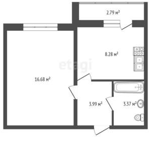 1-к квартира, вторичка, 35м2, 12/16 этаж