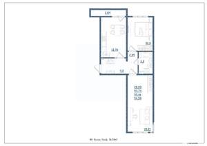 2-к квартира, сданный дом, 57м2, 8/18 этаж