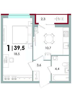 1-к квартира, вторичка, 39м2, 1/16 этаж