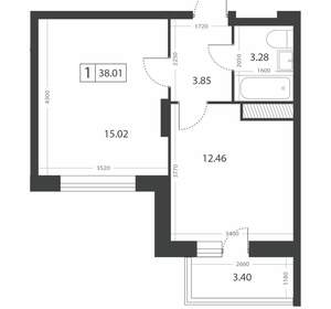 1-к квартира, вторичка, 38м2, 9/16 этаж