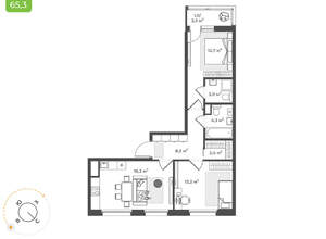 2-к квартира, вторичка, 63м2, 8/17 этаж