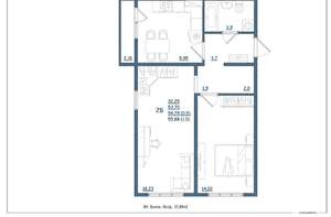 2-к квартира, сданный дом, 56м2, 18/18 этаж