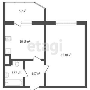 1-к квартира, вторичка, 36м2, 7/17 этаж