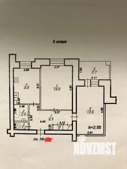 2-к квартира, вторичка, 52м2, 5/8 этаж