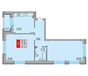 2-к квартира, вторичка, 79м2, 2/8 этаж