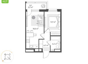 1-к квартира, вторичка, 40м2, 6/17 этаж
