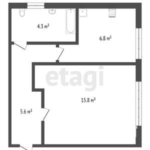 1-к квартира, вторичка, 31м2, 2/5 этаж