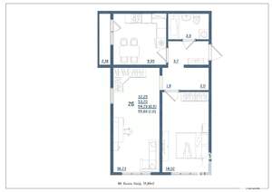 2-к квартира, сданный дом, 56м2, 18/18 этаж