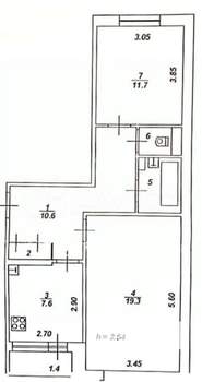 2-к квартира, вторичка, 54м2, 4/5 этаж