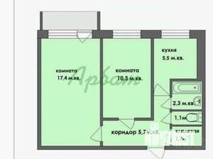 2-к квартира, вторичка, 45м2, 2/5 этаж