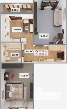 2-к квартира, вторичка, 66м2, 6/14 этаж