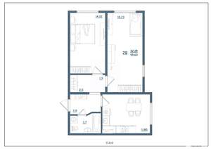 2-к квартира, сданный дом, 56м2, 4/15 этаж