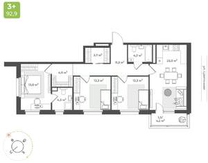 3-к квартира, вторичка, 90м2, 9/10 этаж
