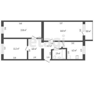 3-к квартира, вторичка, 61м2, 1/5 этаж