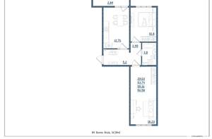 2-к квартира, сданный дом, 57м2, 16/18 этаж