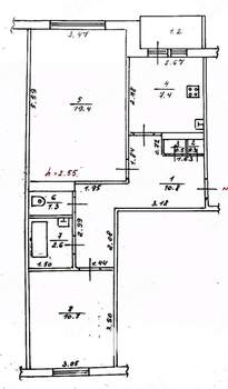 2-к квартира, вторичка, 54м2, 4/5 этаж