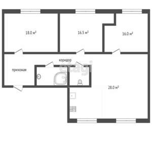 4-к квартира, вторичка, 87м2, 5/5 этаж