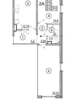 2-к квартира, вторичка, 57м2, 10/18 этаж