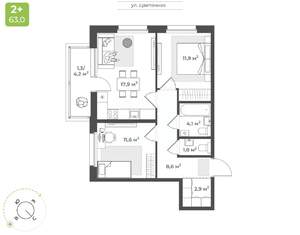 2-к квартира, вторичка, 60м2, 2/10 этаж