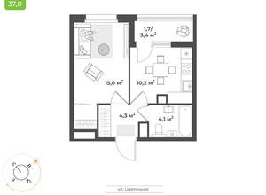 1-к квартира, вторичка, 35м2, 13/17 этаж