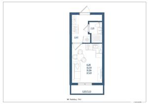 Студия квартира, строящийся дом, 17м2, 3/4 этаж
