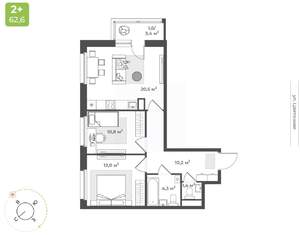 2-к квартира, строящийся дом, 60м2, 3/17 этаж