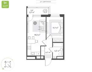 1-к квартира, строящийся дом, 40м2, 6/17 этаж
