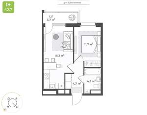 1-к квартира, вторичка, 40м2, 9/17 этаж