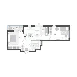 2-к квартира, вторичка, 56м2, 3/10 этаж