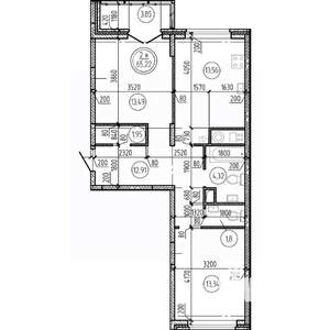 2-к квартира, вторичка, 65м2, 6/16 этаж