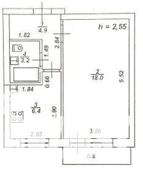1-к квартира, вторичка, 33м2, 5/5 этаж