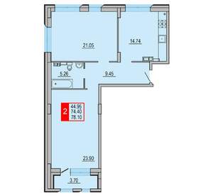 2-к квартира, вторичка, 78м2, 5/8 этаж