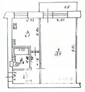 1-к квартира, вторичка, 31м2, 5/5 этаж