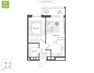 1-к квартира, строящийся дом, 40м2, 3/17 этаж