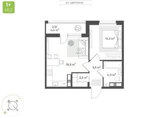 1-к квартира, вторичка, 43м2, 15/16 этаж