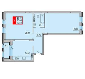 2-к квартира, вторичка, 80м2, 5/8 этаж