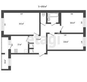 3-к квартира, вторичка, 66м2, 1/5 этаж