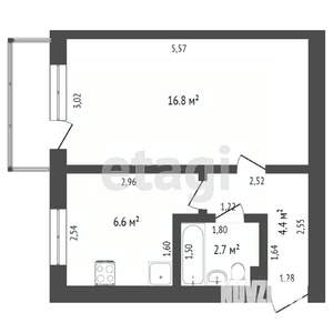 1-к квартира, вторичка, 31м2, 4/5 этаж