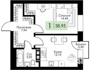 1-к квартира, вторичка, 39м2, 4/4 этаж