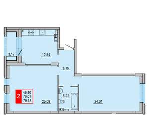 2-к квартира, вторичка, 79м2, 5/8 этаж