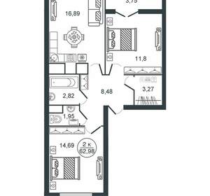2-к квартира, вторичка, 63м2, 2/16 этаж
