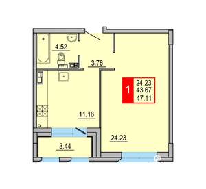 1-к квартира, вторичка, 47м2, 6/8 этаж