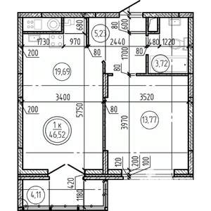 1-к квартира, вторичка, 47м2, 2/16 этаж