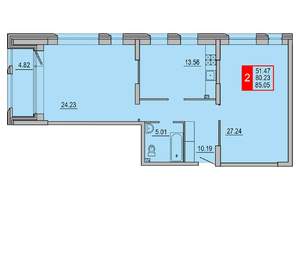 2-к квартира, вторичка, 85м2, 2/8 этаж