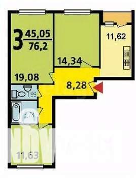 3-к квартира, вторичка, 70м2, 2/10 этаж
