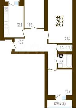 3-к квартира, вторичка, 81м2, 4/7 этаж