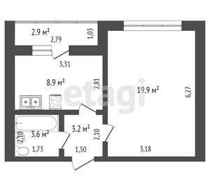 1-к квартира, вторичка, 41м2, 2/7 этаж