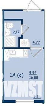 Студия квартира, сданный дом, 17м2, 2/4 этаж