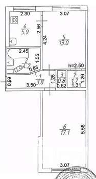 2-к квартира, вторичка, 47м2, 1/5 этаж